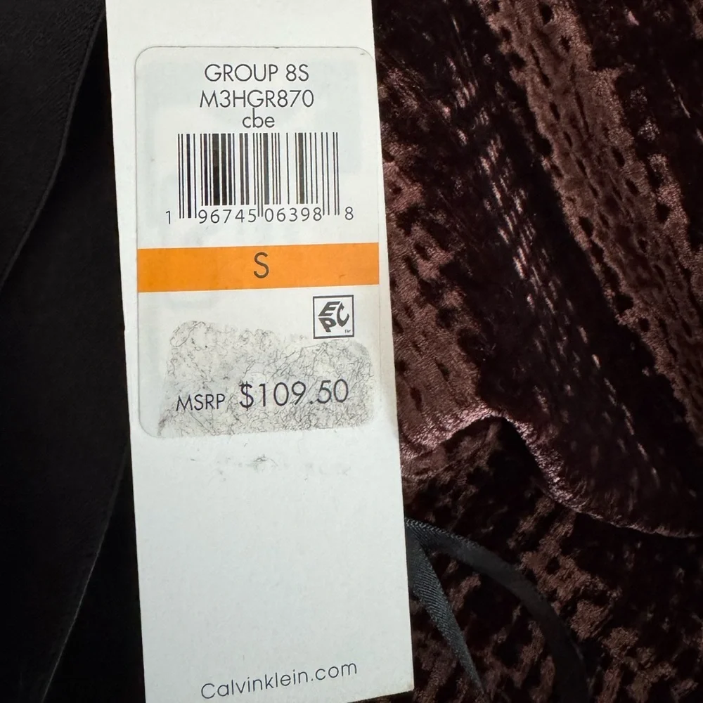 Calvin Klein Women's Elegant Textured Velvet Brown Midi Skirt NWT